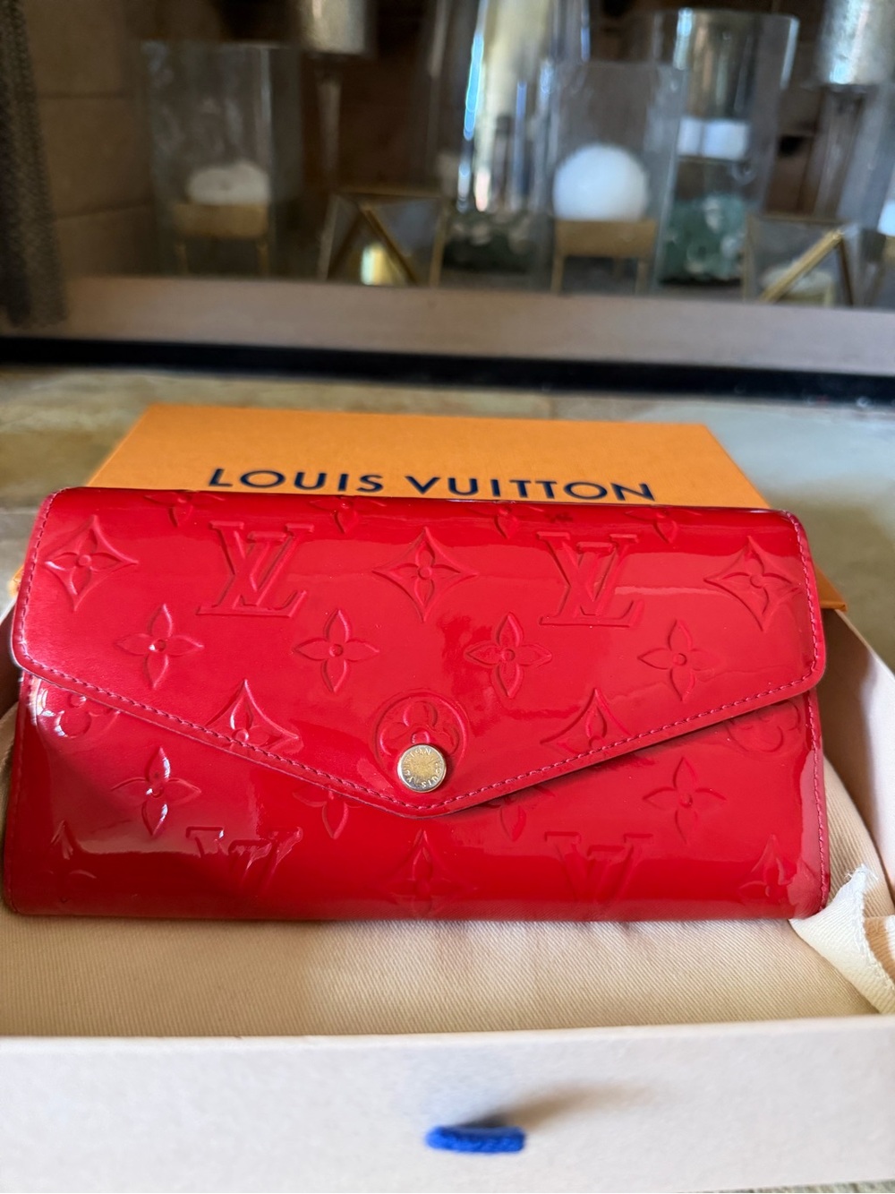 Louis Vuitton Red Vernis Sarah Wallet